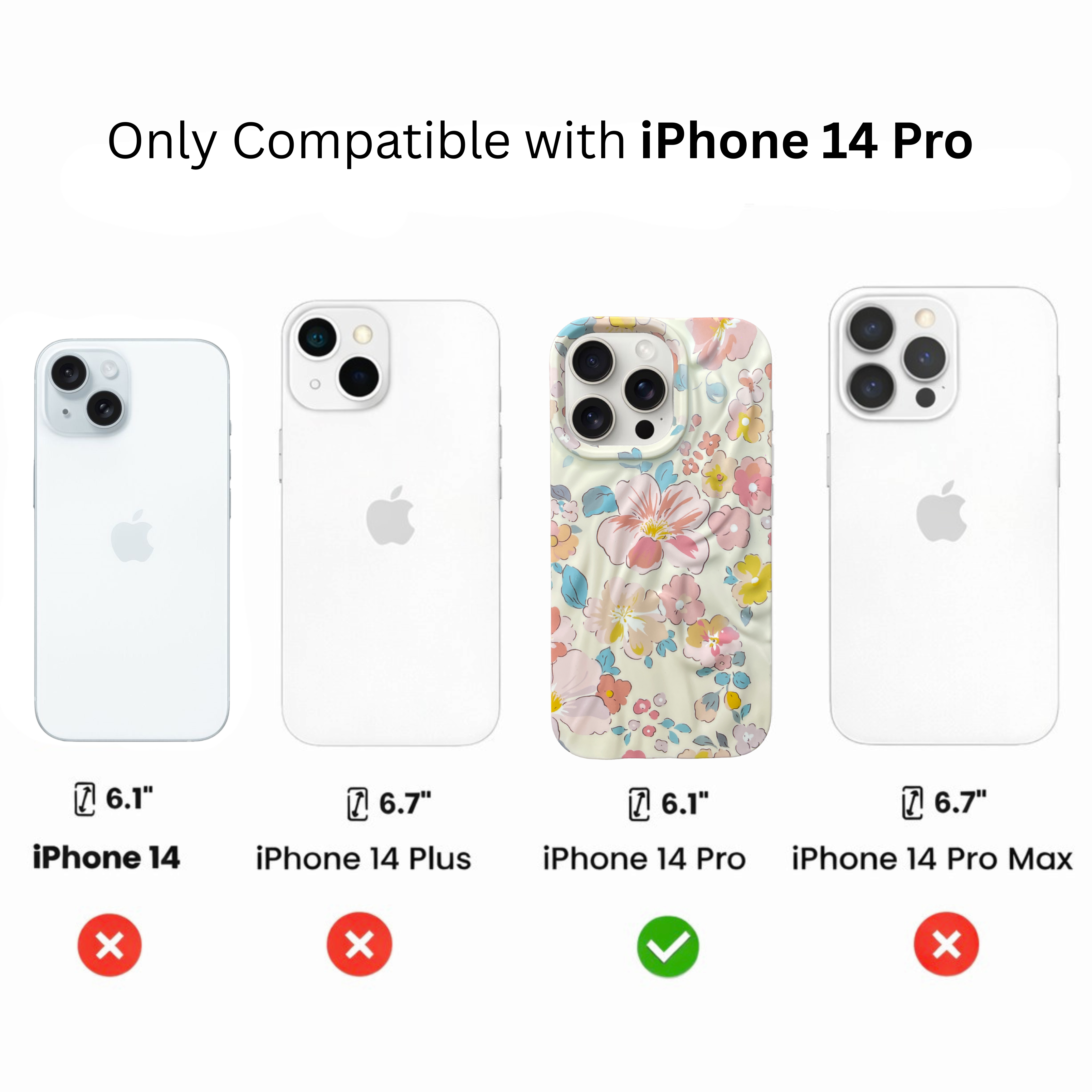 iPhone 14 Pro Pastel Pattern Protective Case – Floral