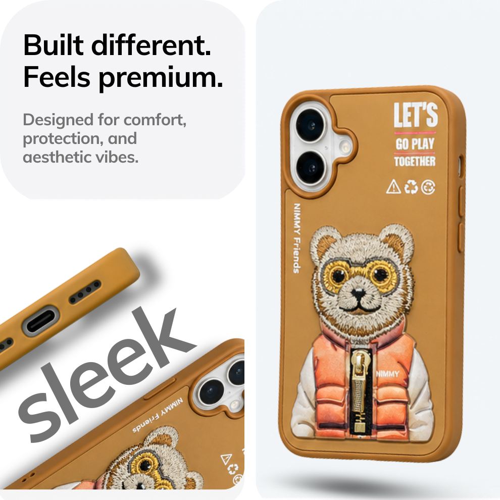 iPhone 16 3D Bear Case – Light Brown