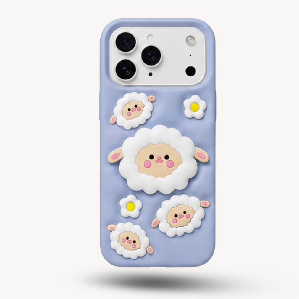 iPhone 17 Pro Sheep Soft Silicone Case – Blue