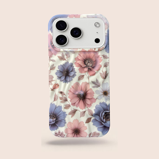 Vintage Floral Case for iPhone 17 Pro – Premium Matte Printed Slim Shockproof Protective Cover (Pastel Rose & Blue)