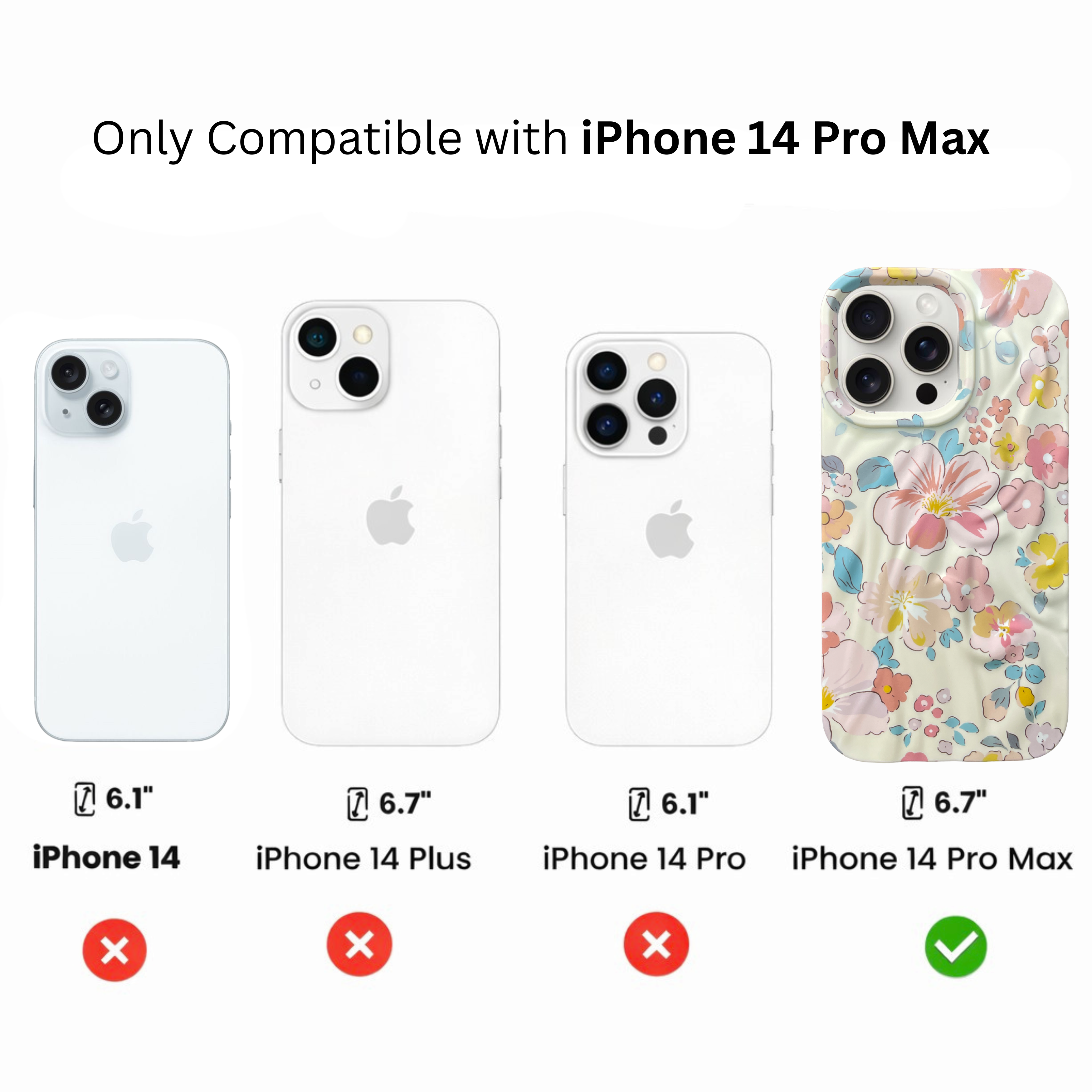 iPhone 14 Pro Max Pastel Pattern Protective Case – Floral