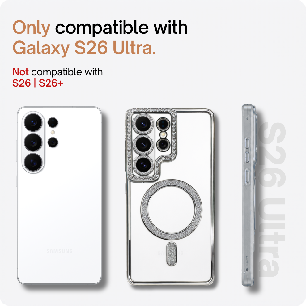 Samsung S26 Ultra Luxury Crystal MagSafe Case – Silver