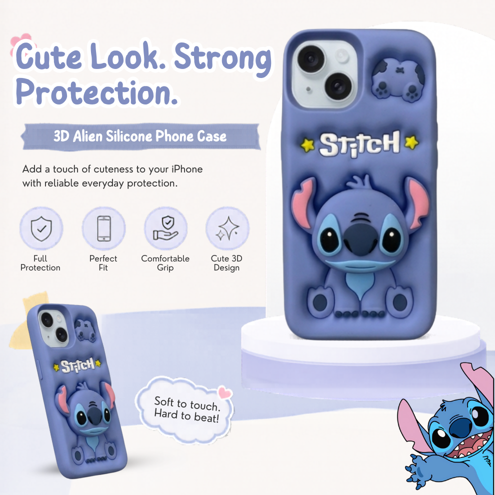 iPhone 15 Alien Soft Silicone Case – Blue