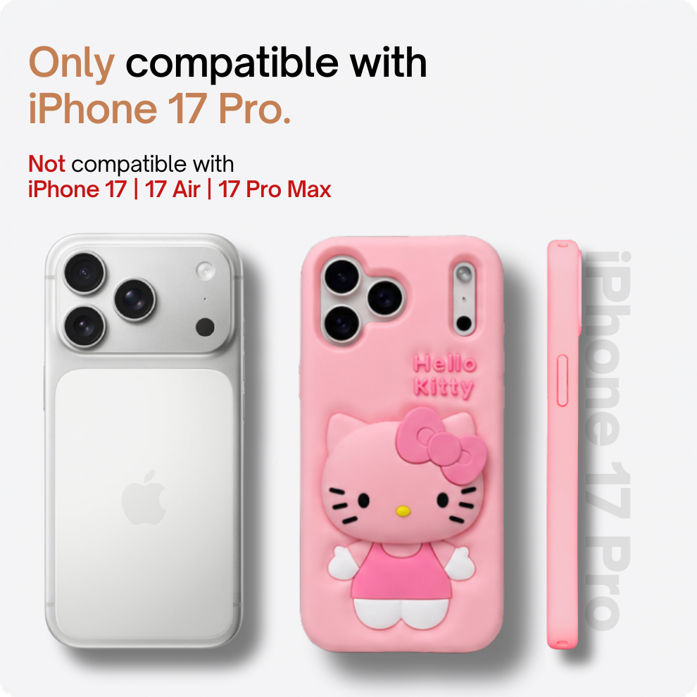 iPhone 17 Pro Kitty Cat Soft Silicone Case – Pink