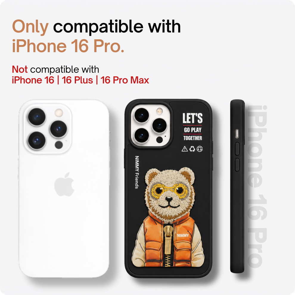 iPhone 16 Pro 3D Bear Case – Black