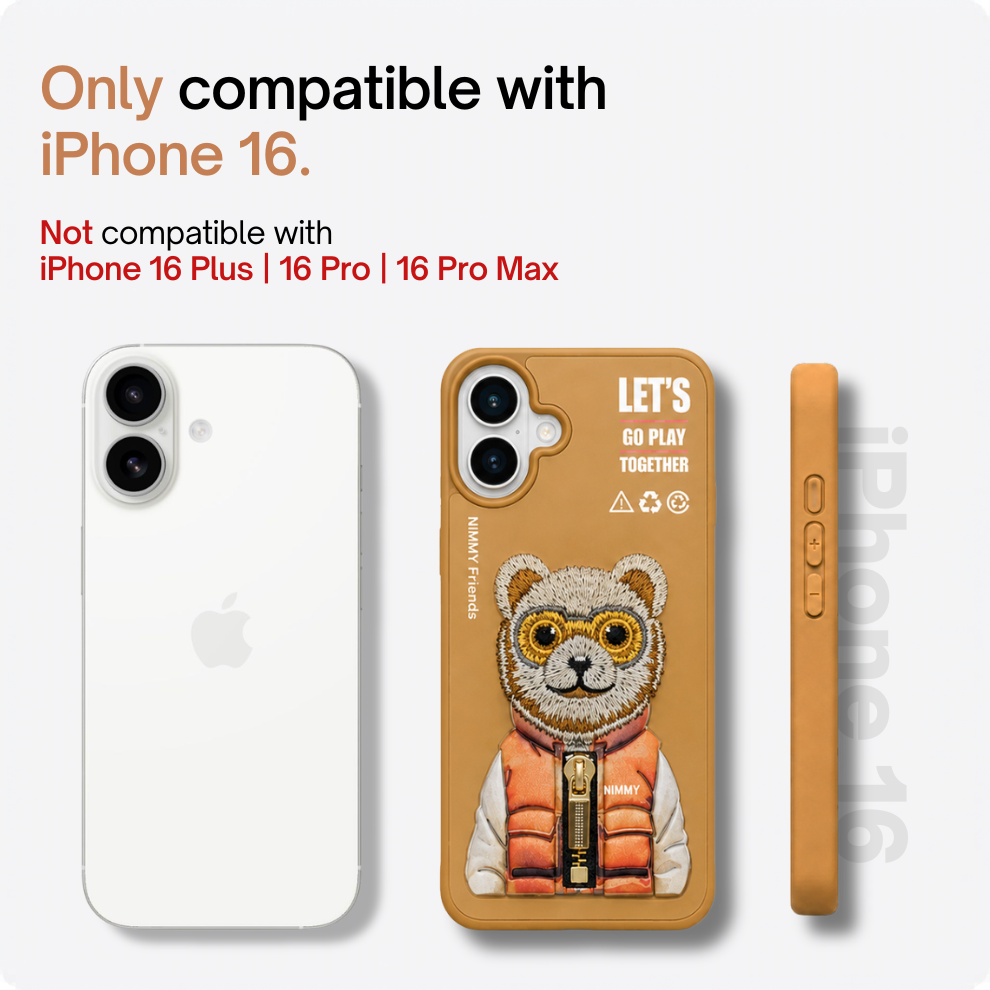 iPhone 16 3D Bear Case – Light Brown
