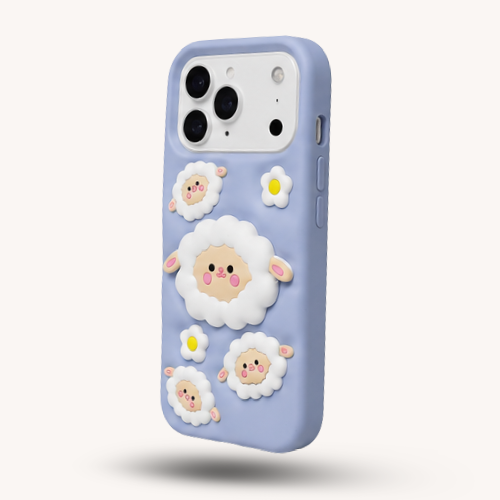 iPhone 17 Pro Max Sheep Soft Silicone Case – Blue