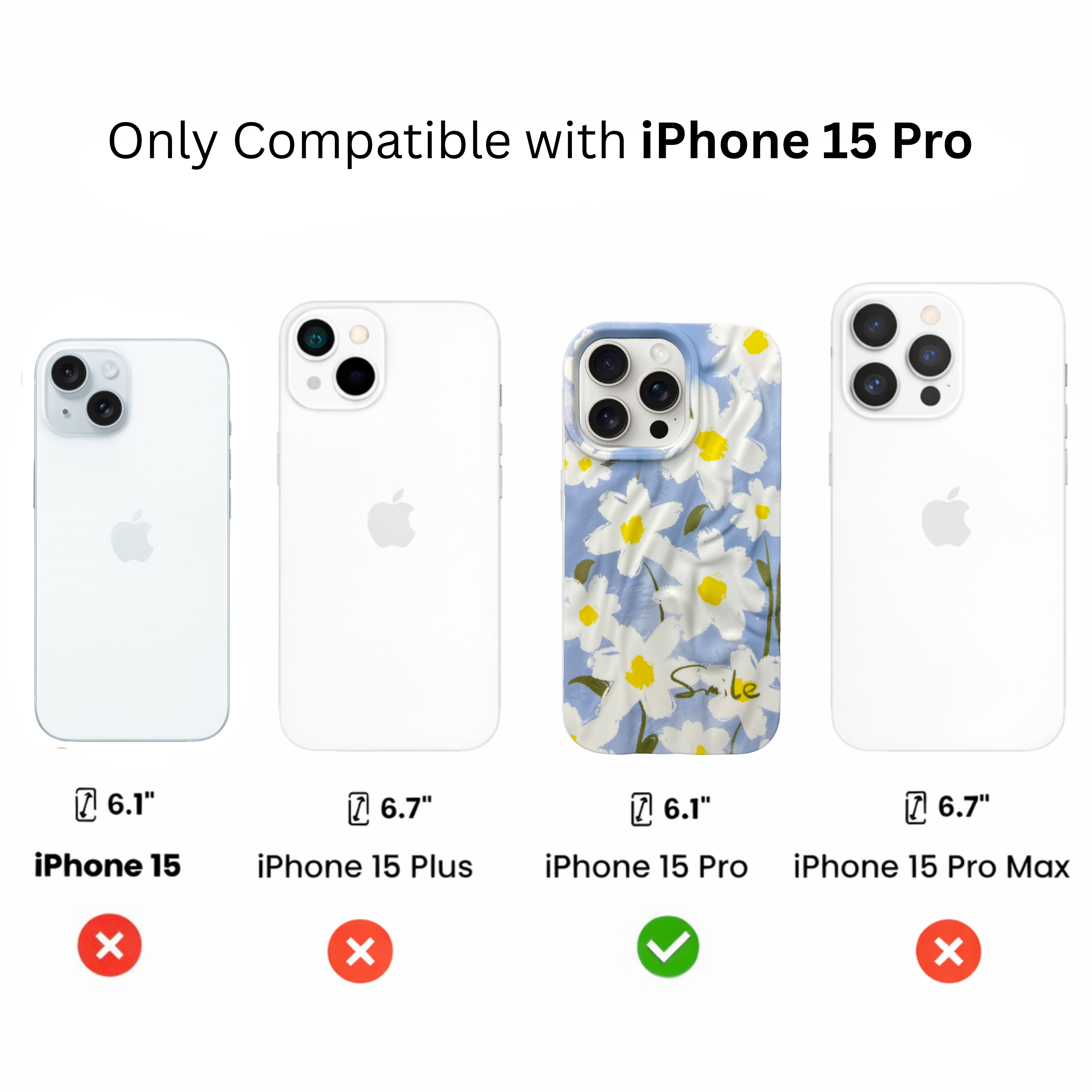 iPhone 15 Pro Daisy Pattern Protective Case – Floral