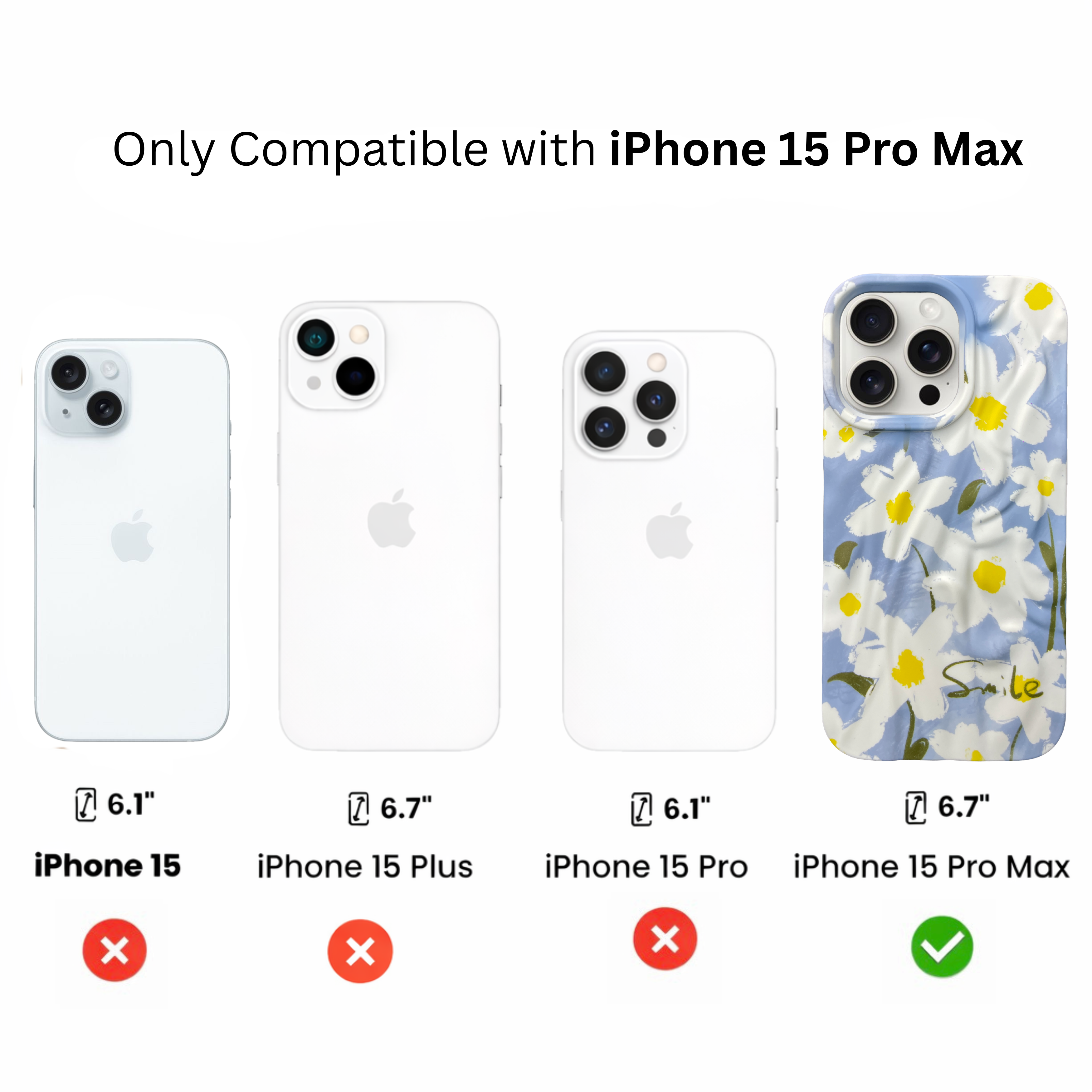 iPhone 15 Pro Max Daisy Pattern Protective Case – Floral