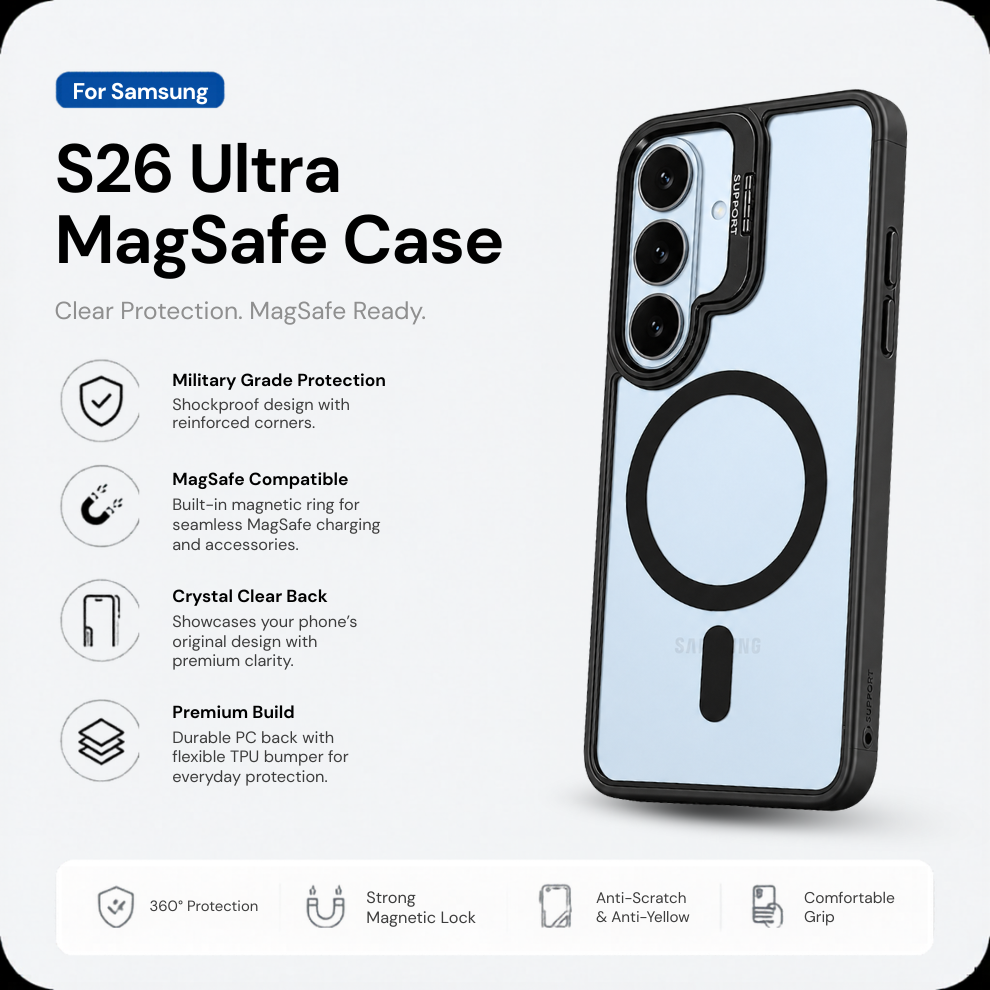 Samsung S26 Ultra Clear MagSafe Case – Black