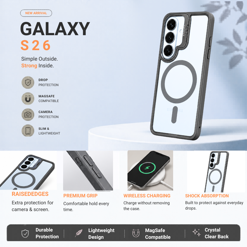 Samsung S26 Clear MagSafe Case – Grey