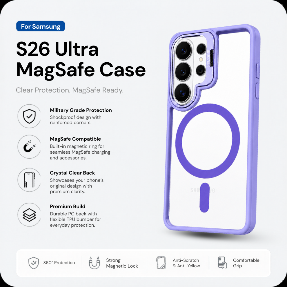 Samsung S26 Ultra Clear MagSafe Case – Purple