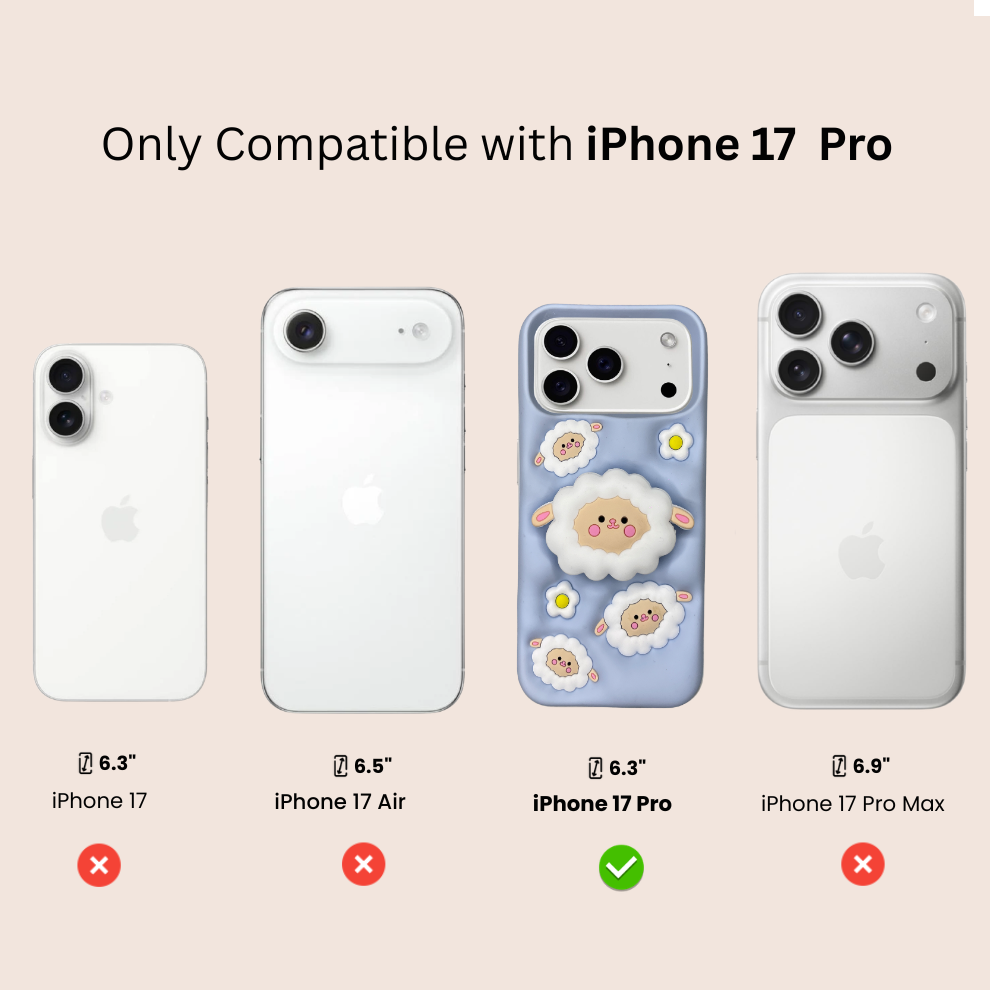 iPhone 17 Pro Sheep Soft Silicone Case – Blue
