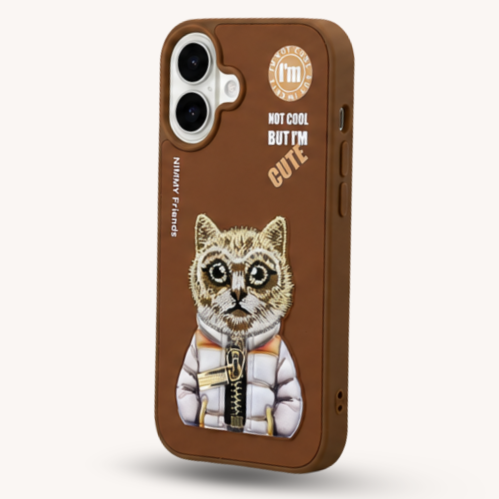 iPhone 16 3D Cat Case – Brown
