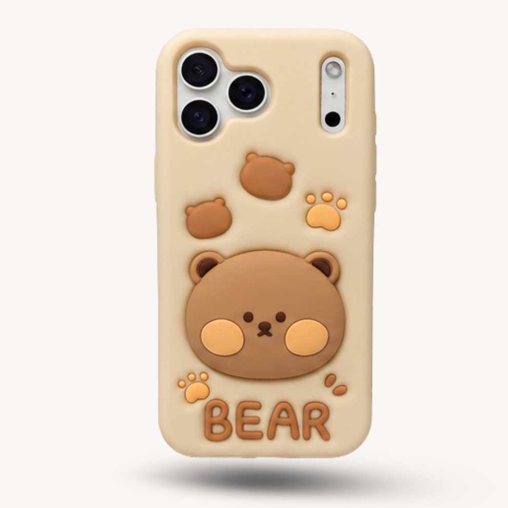 iPhone 17 Pro Max Bear Soft Silicone Case – Brown