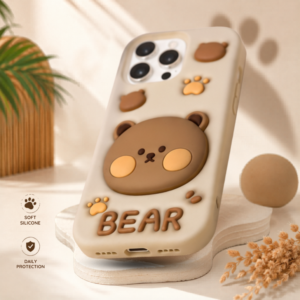 iPhone 14 Pro Bear Soft Silicone Case – Brown