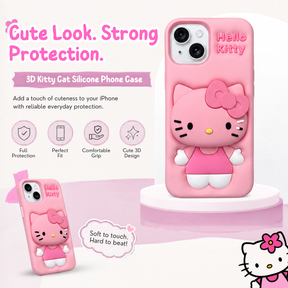 iPhone 14 Kitty Cat Soft Silicone Case – Pink