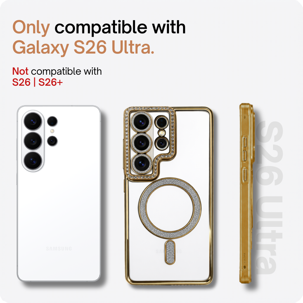 Samsung S26 Ultra Luxury Crystal MagSafe Case – Gold