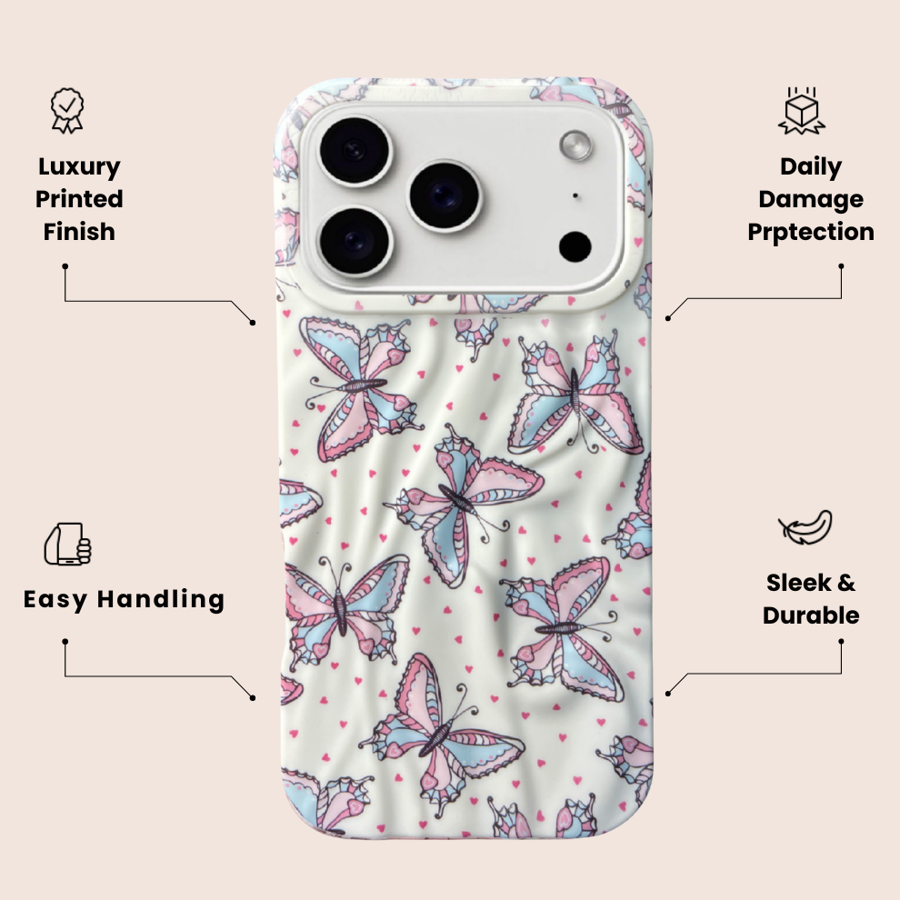 iPhone 17 Pro Max Butterfly Pattern Protective Case – Floral