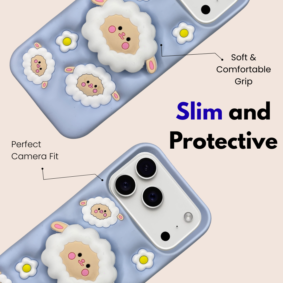 iPhone 17 Pro Max Sheep Soft Silicone Case – Blue