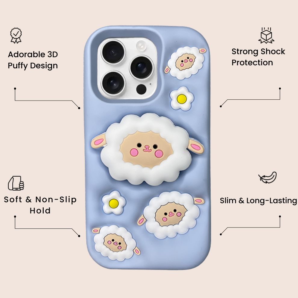 iPhone 15 Pro Max Sheep Soft Silicone Case – Blue