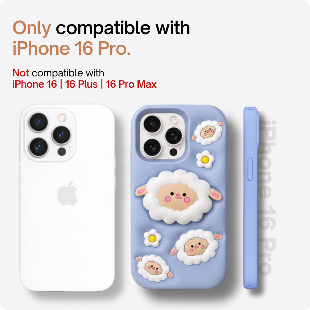 iPhone 16 Pro Sheep Soft Silicone Case – Blue
