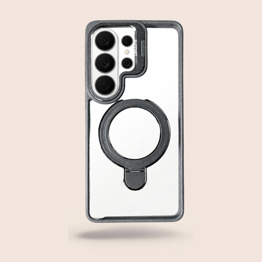 Samsung S26 Ultra MagSafe Case – Clear Slim Shockproof Cover with Metal Stand & Lens Protection (Grey)