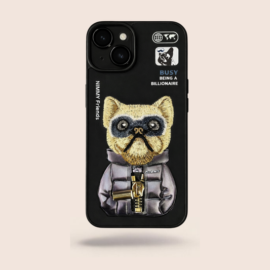 NIMMY 3D Dog Designer Case for iPhone 14 – Slim Shockproof Premium Protective Cover (Black)