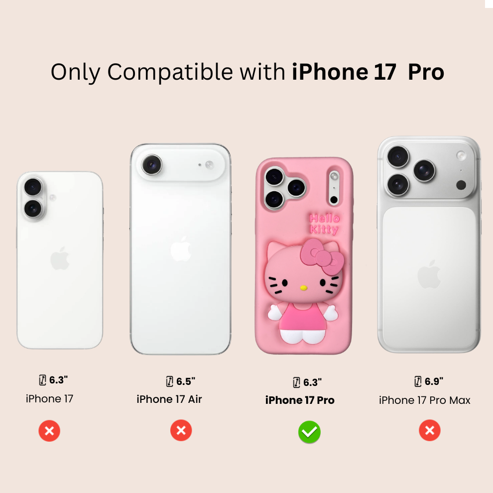 iPhone 17 Pro Kitty Cat Soft Silicone Case – Pink