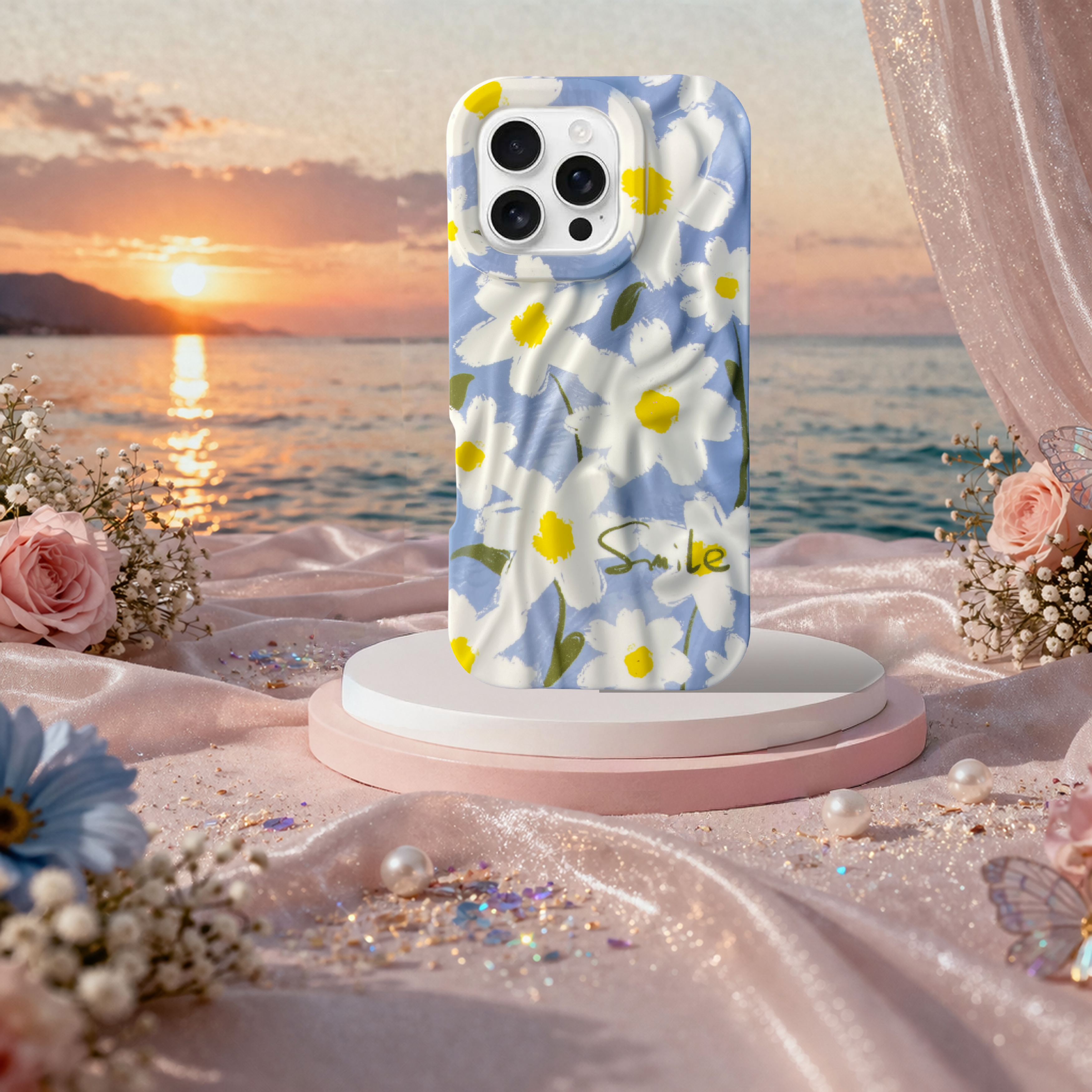 iPhone 16 Pro Daisy Pattern Protective Case – Floral