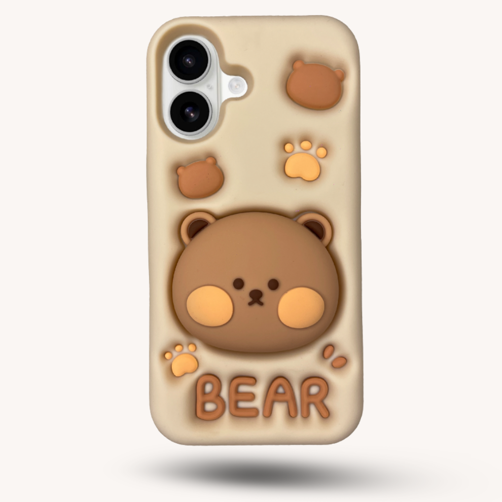 iPhone 17 Bear Soft Silicone Case – Brown