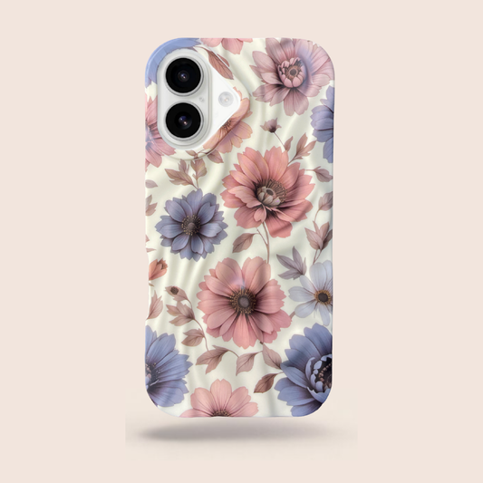 Vintage Floral Case for iPhone 17 – Premium Matte Printed Slim Shockproof Protective Cover (Pastel Rose & Blue)