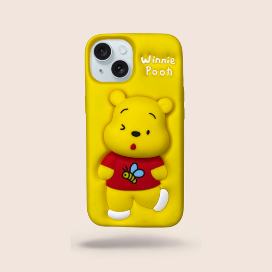 Cute Yellow Bear 3D Silicone Case for iPhone 14 – Soft Shockproof Cartoon Cover