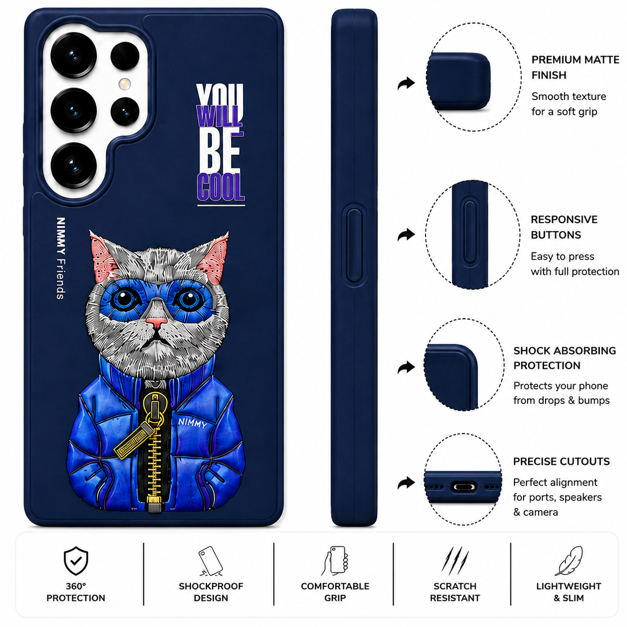 Samsung S25 Ultra 3D Cat Case – Blue