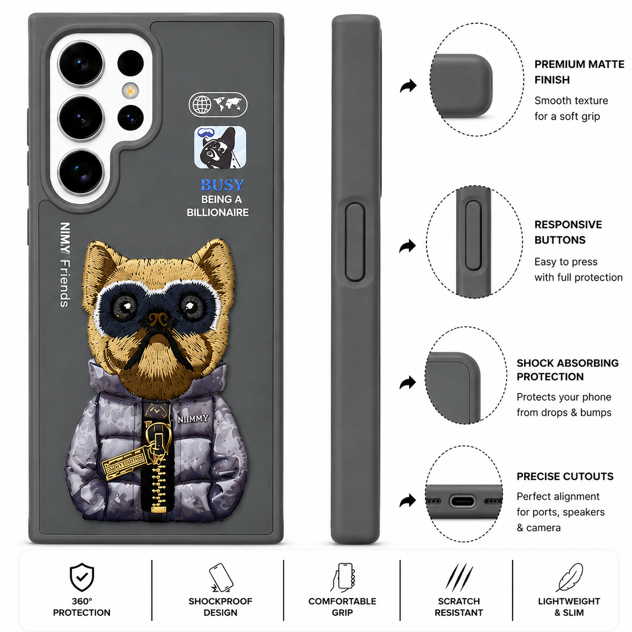 Samsung S25 Ultra 3D Dog Case – Grey