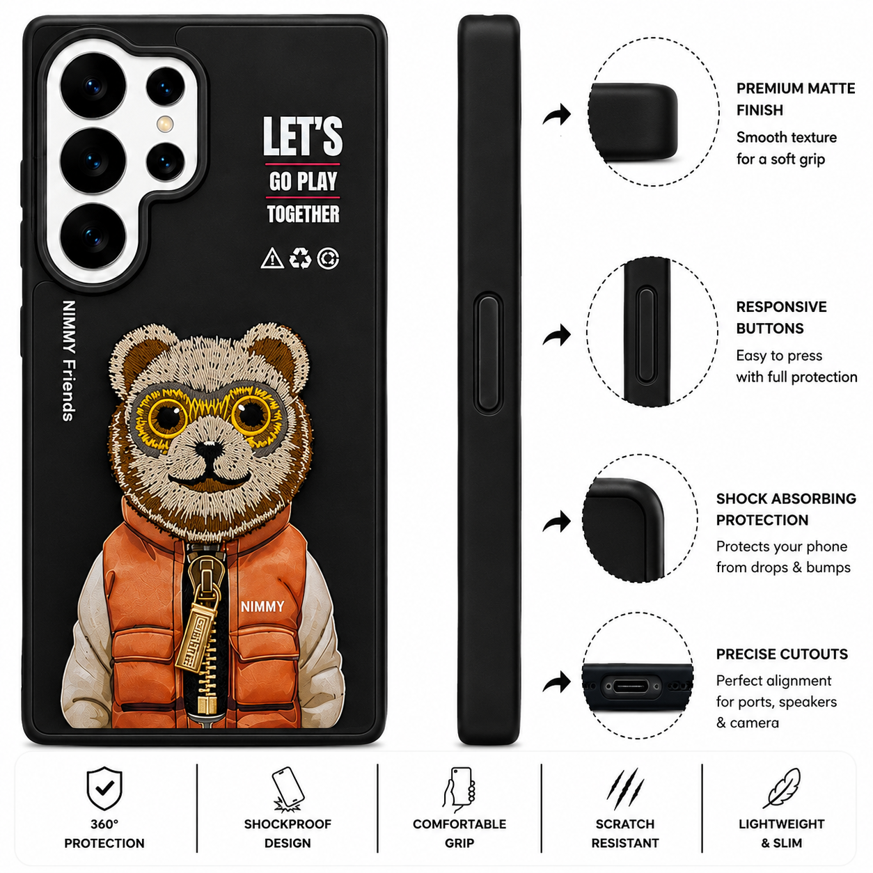 Samsung S26 Ultra 3D Bear Case – Black