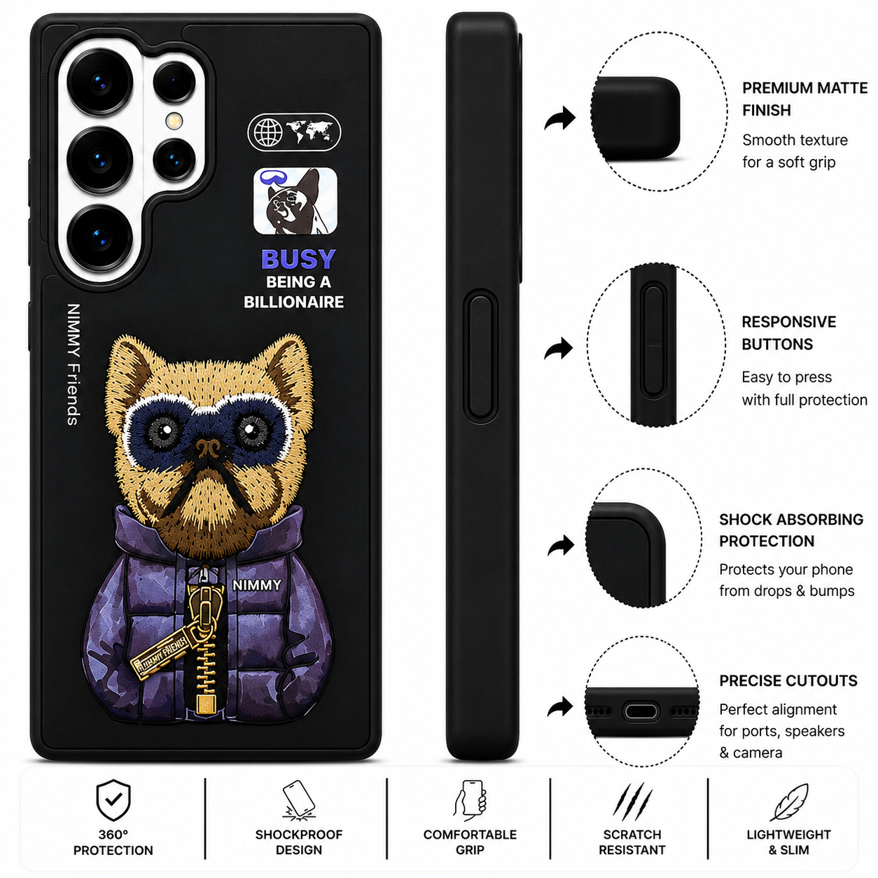 Samsung S26 Ultra 3D Dog Case – Black