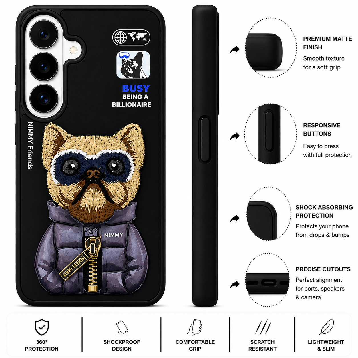 Samsung S26 3D Dog Case – Black