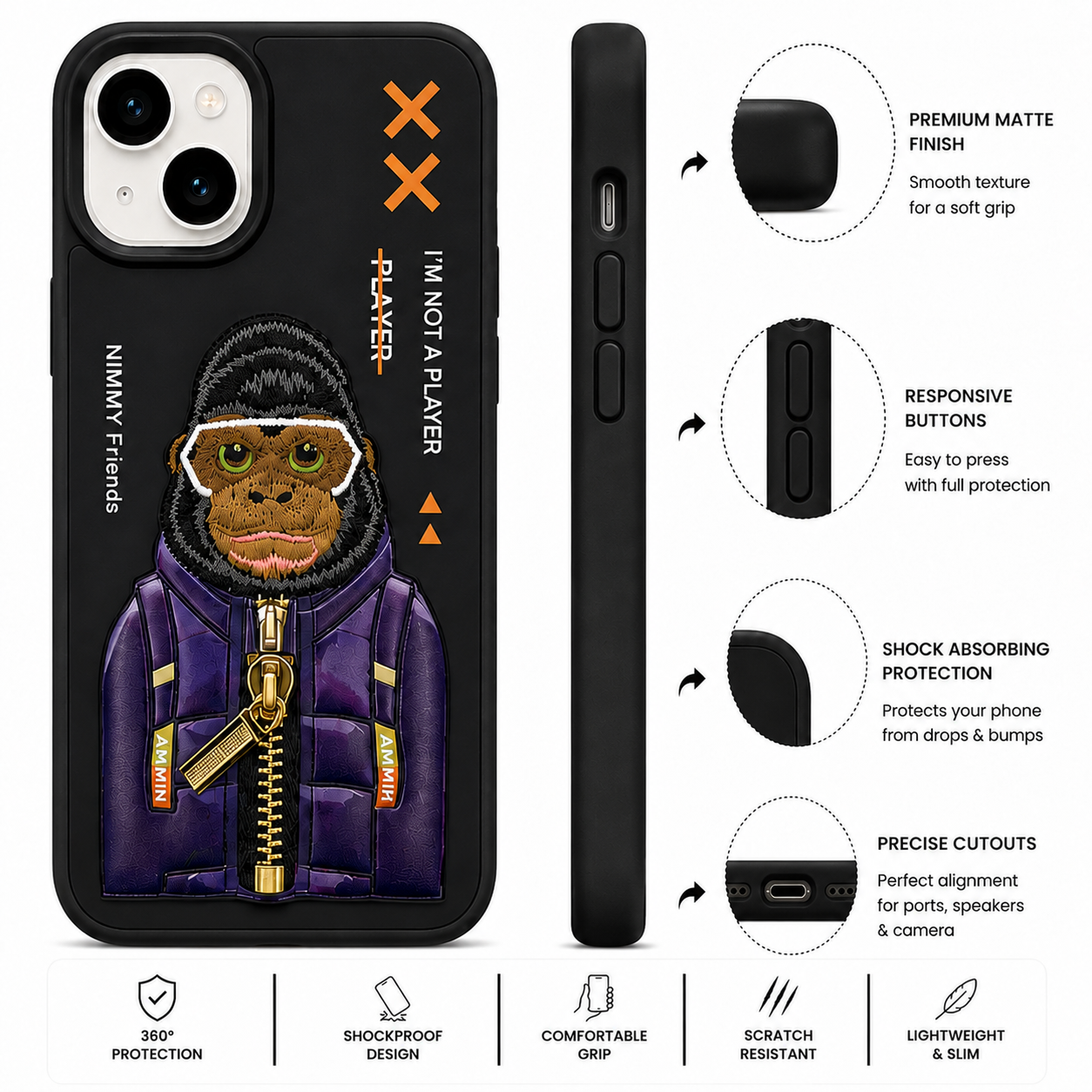 iPhone 15 3D Gorilla Case – Black