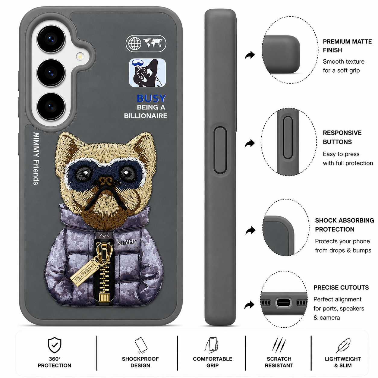 Samsung S24 3D Dog Case – Grey
