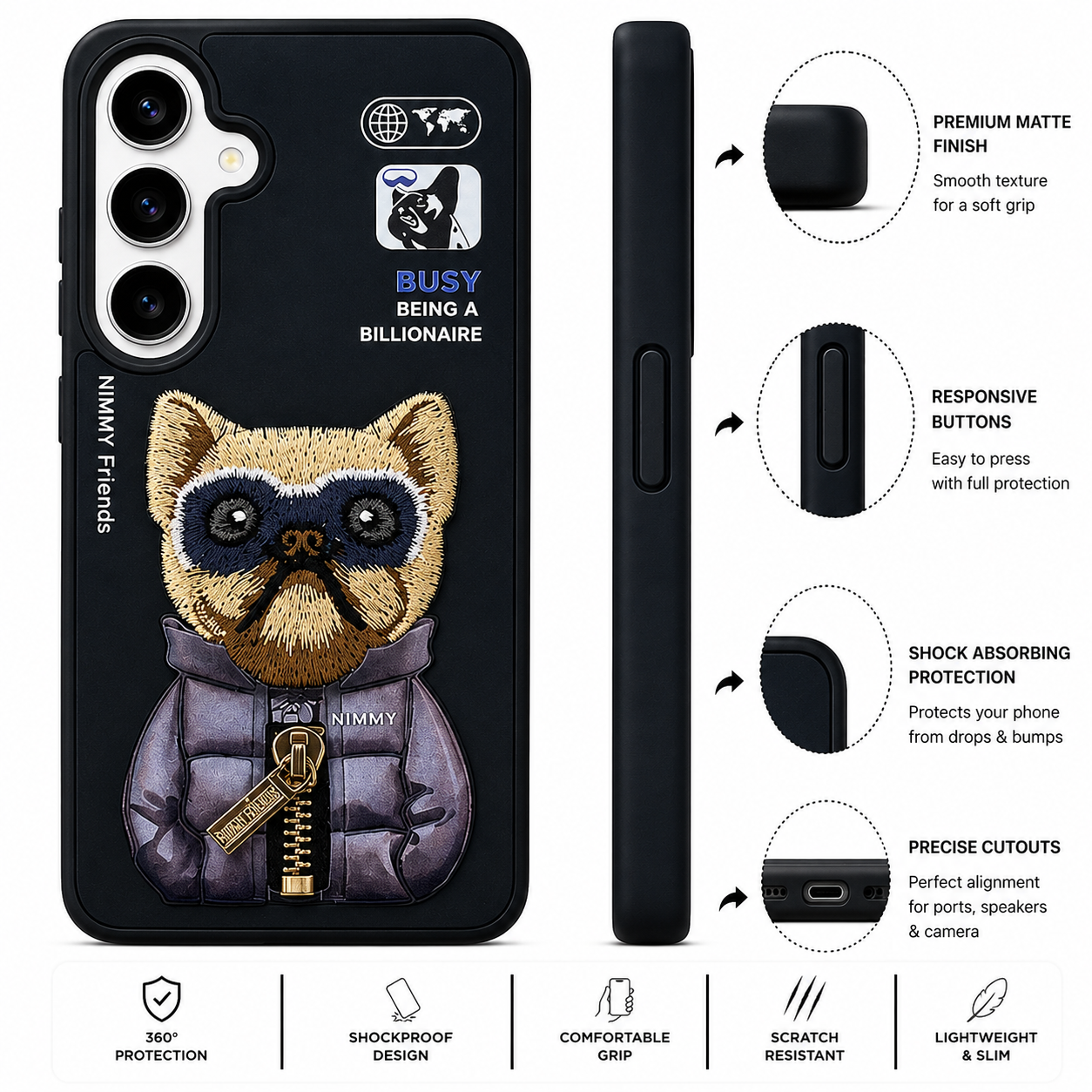 Samsung S24 3D Dog Case – Black