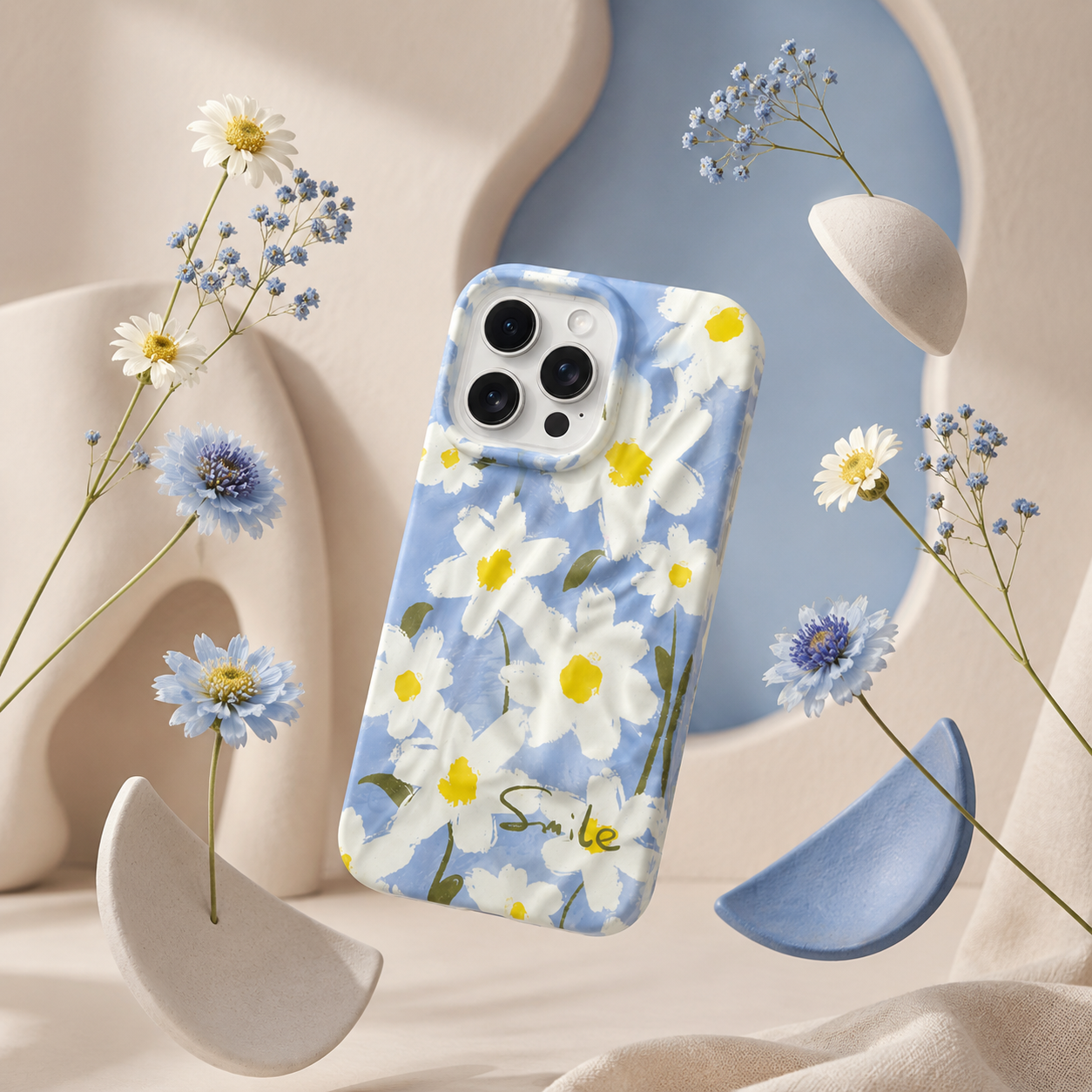 iPhone 15 Pro Max Daisy Pattern Protective Case – Floral