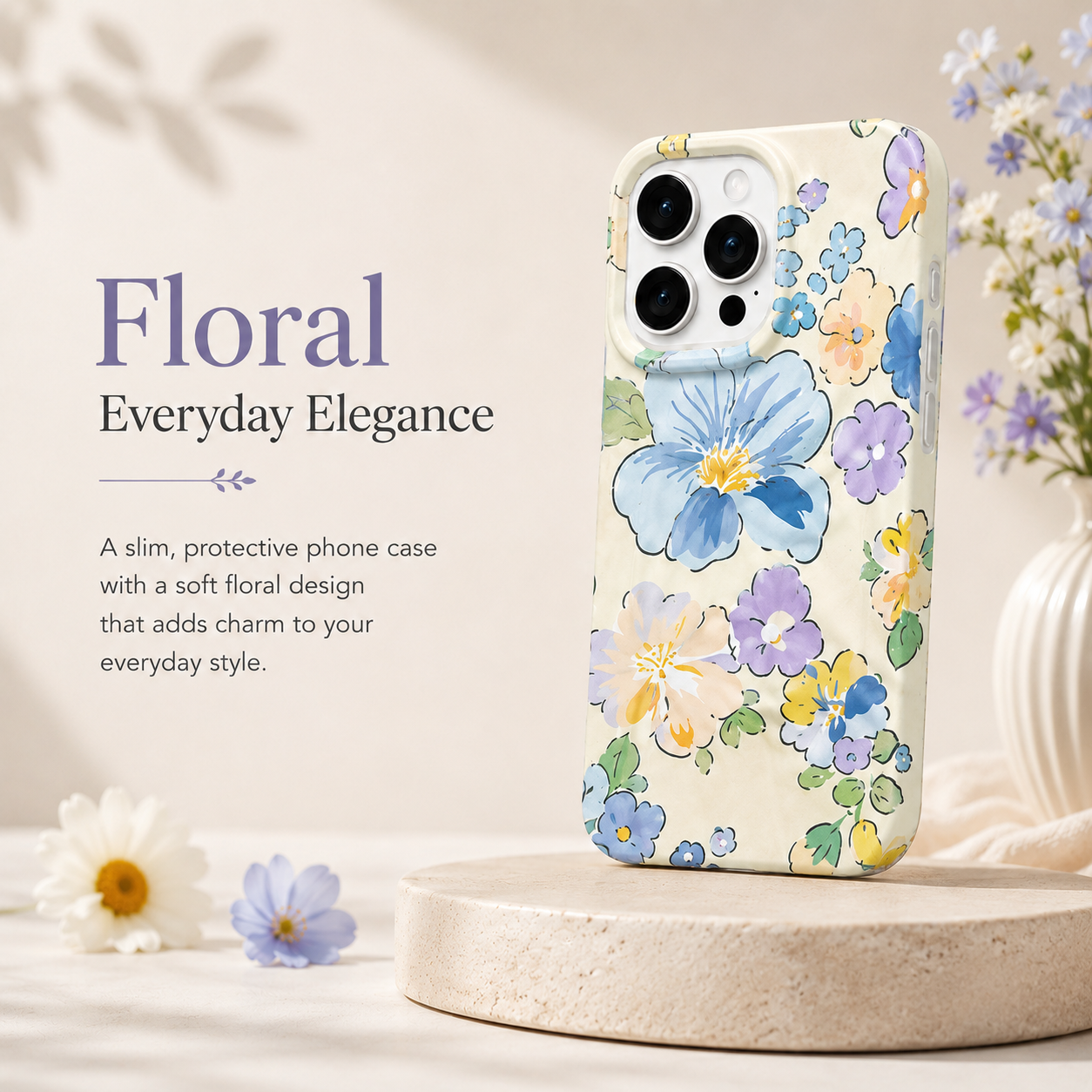 iPhone 15 Pro Blossom Pattern Protective Case – Floral