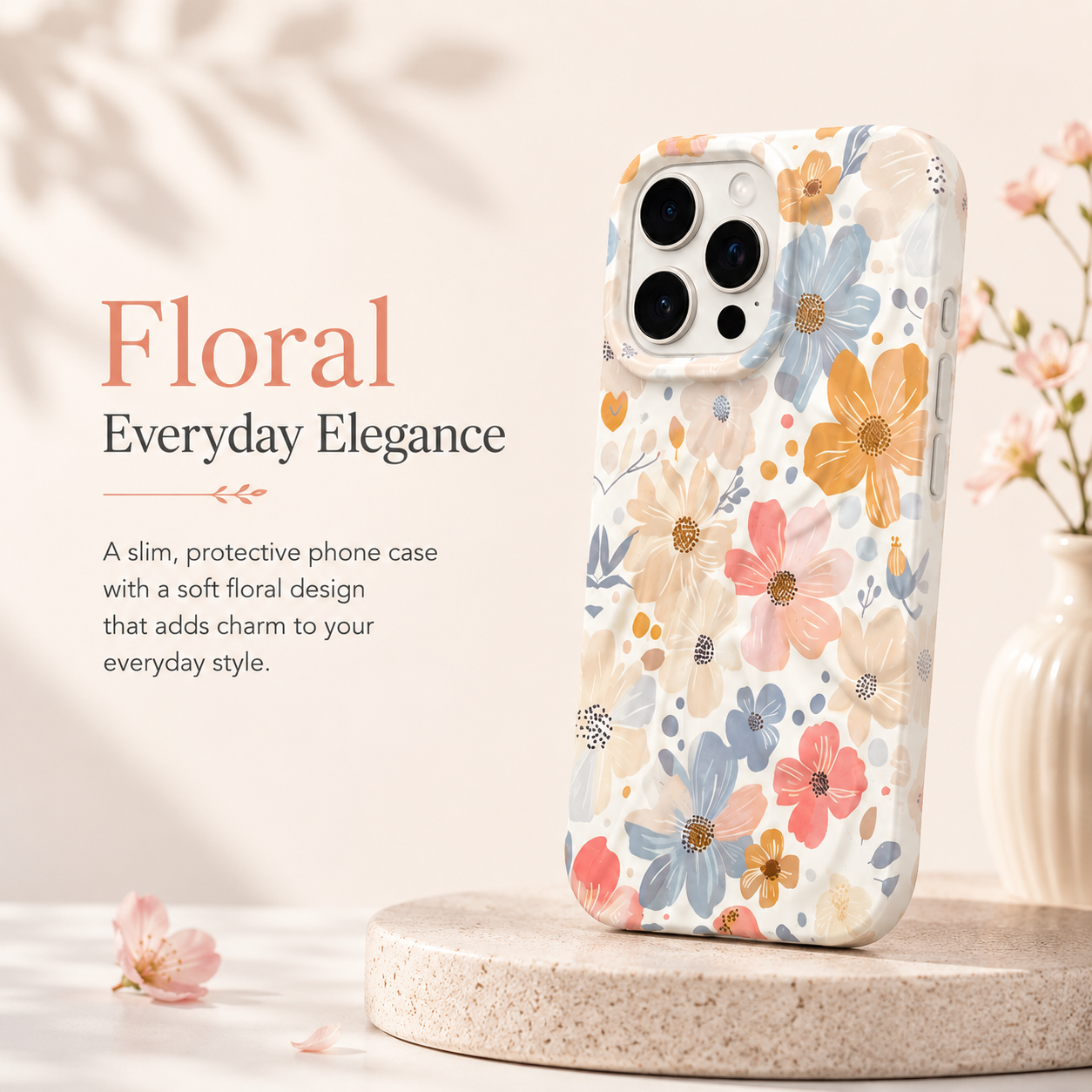 iPhone 16 Pro Spring Pattern Protective Case – Floral