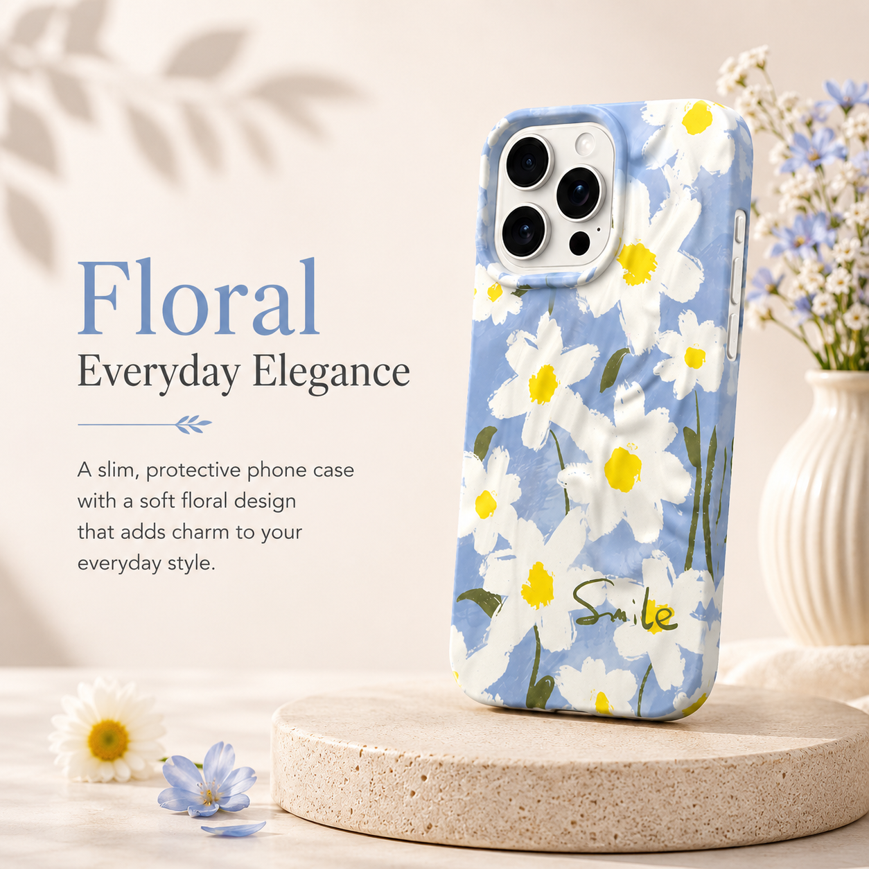 iPhone 14 Pro Daisy Pattern Protective Case – Floral
