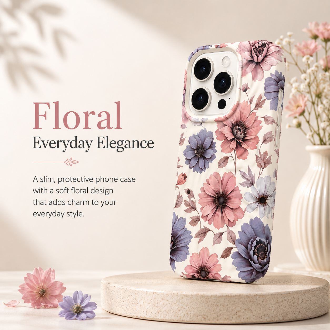 iPhone 16 Pro Bloom Pattern Protective Case – Floral