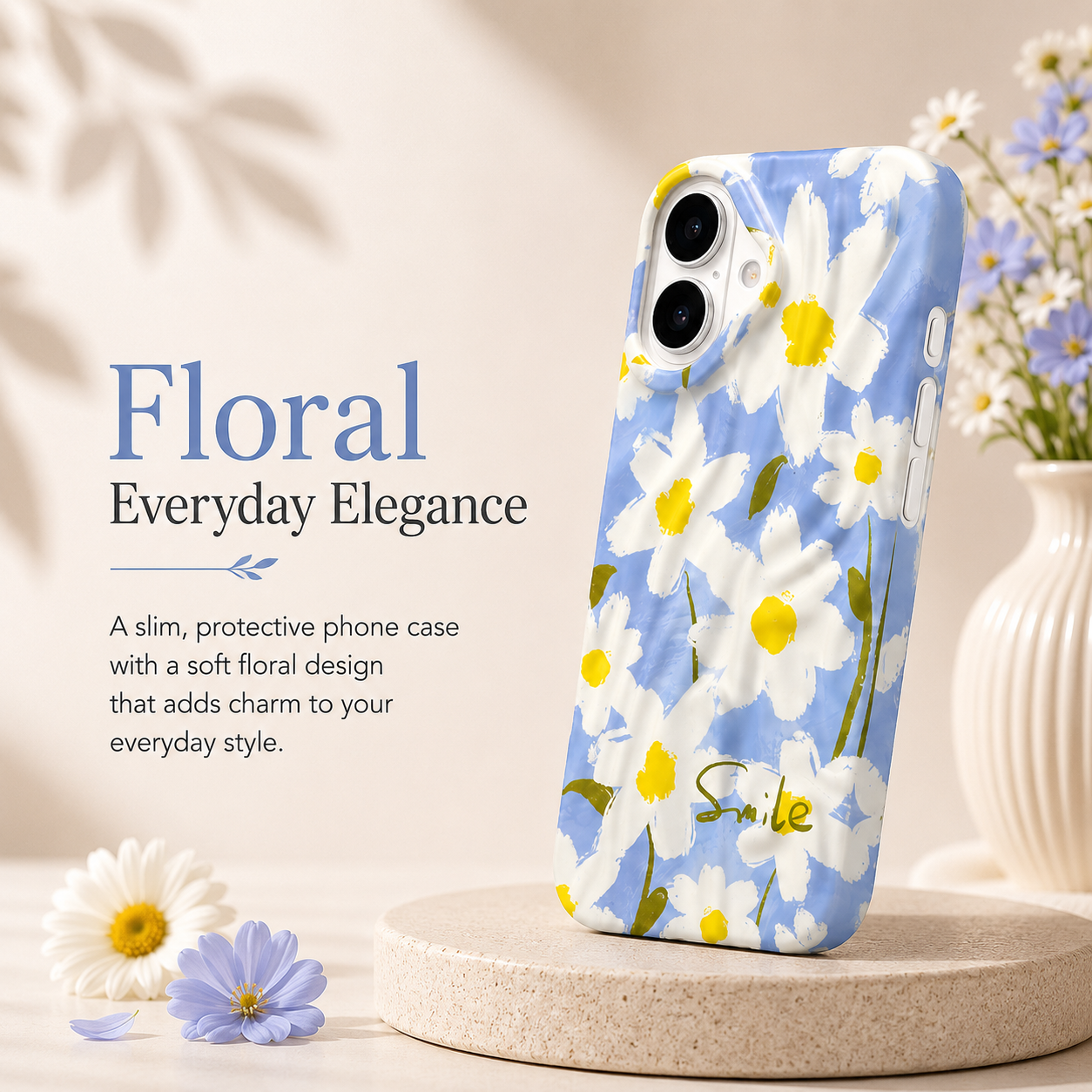 iPhone 17 Daisy Pattern Protective Case – Floral