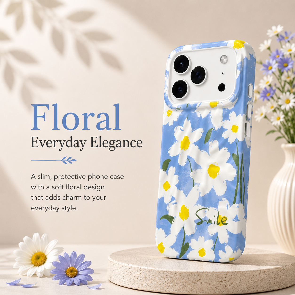 iPhone 17 Pro Daisy Pattern Protective Case – Floral