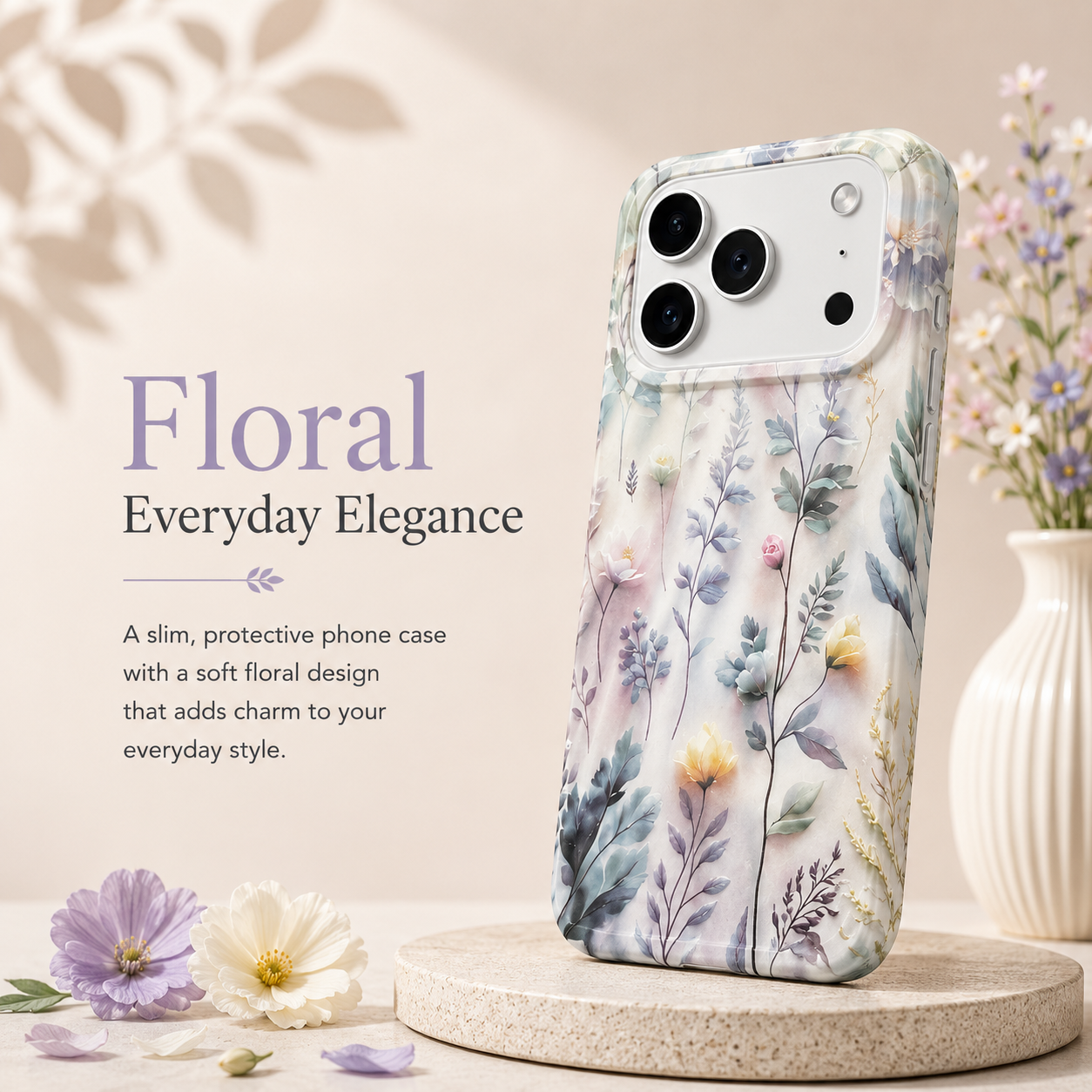 iPhone 17 Pro Botanical Pattern Protective Case – Floral