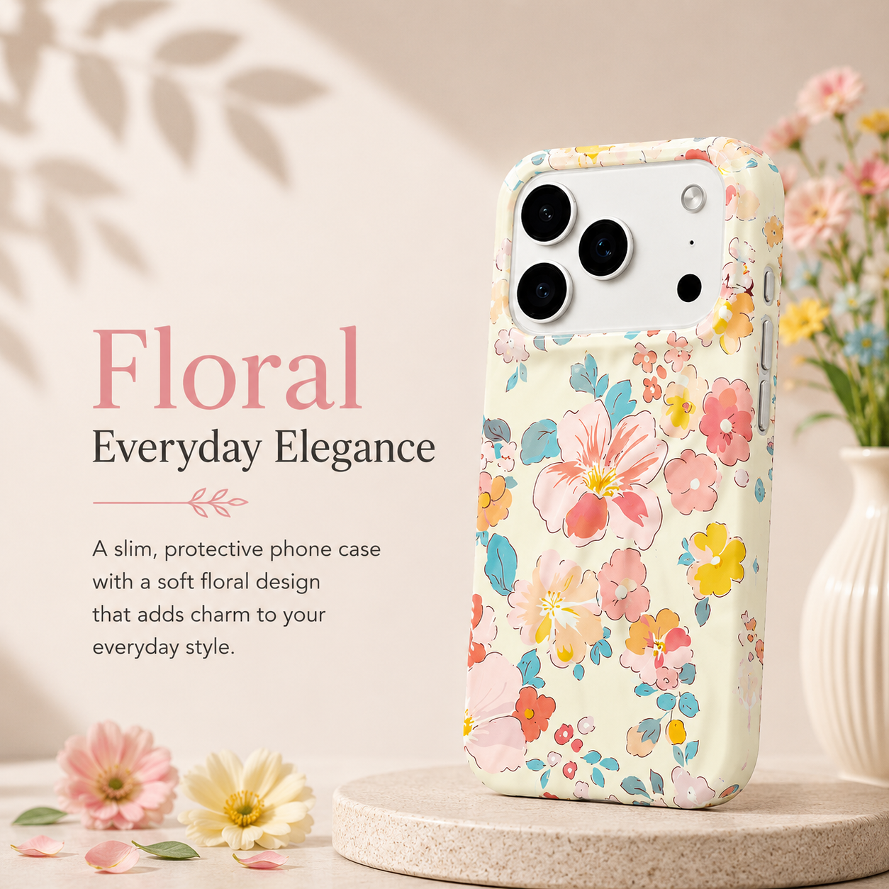 iPhone 17 Pro Pastel Pattern Protective Case – Floral